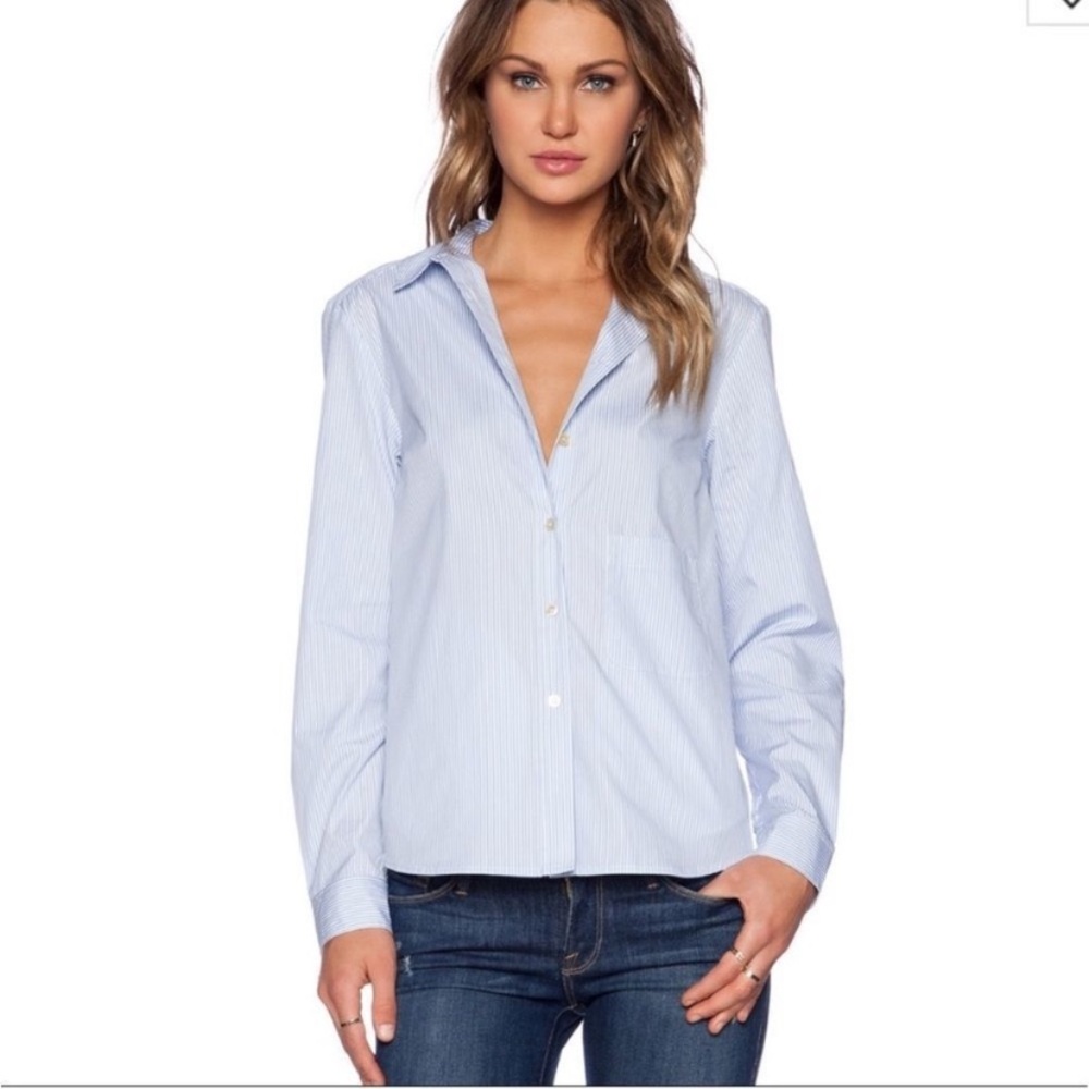 $248 Marc by Marc Jacobs Candy Stripe Shirt in Pacific Blue Multi XS